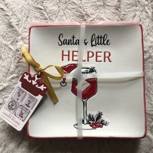 Christmas Holiday Canapé Appetizer Square Ceramic Plates NEW